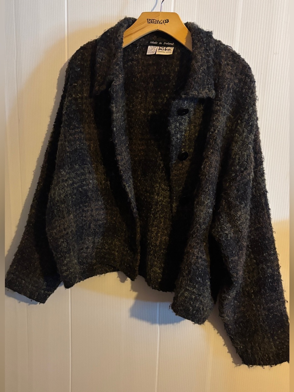 Kiko Charcoal Textured Teddy Jacket/cardigan 1980s/1990s